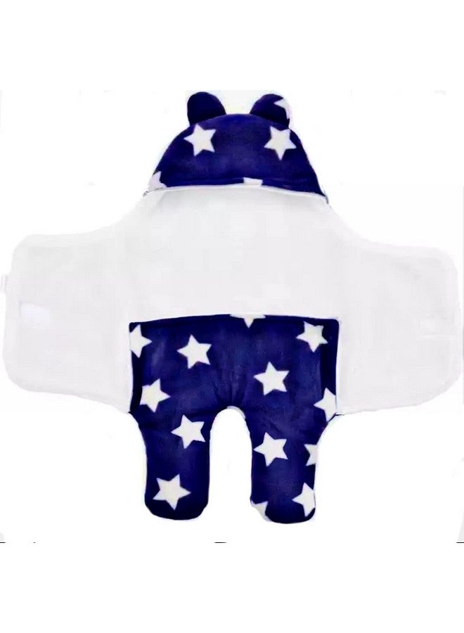 Brandonn Baby Blankets New Born Pack Of Hooded Star Wrapper For Baby Boys And Baby Girls (Skin Friendly, Android_Star_Navy Blue, Cotton, 1 Count (Pack Of 1) ) - Image 2