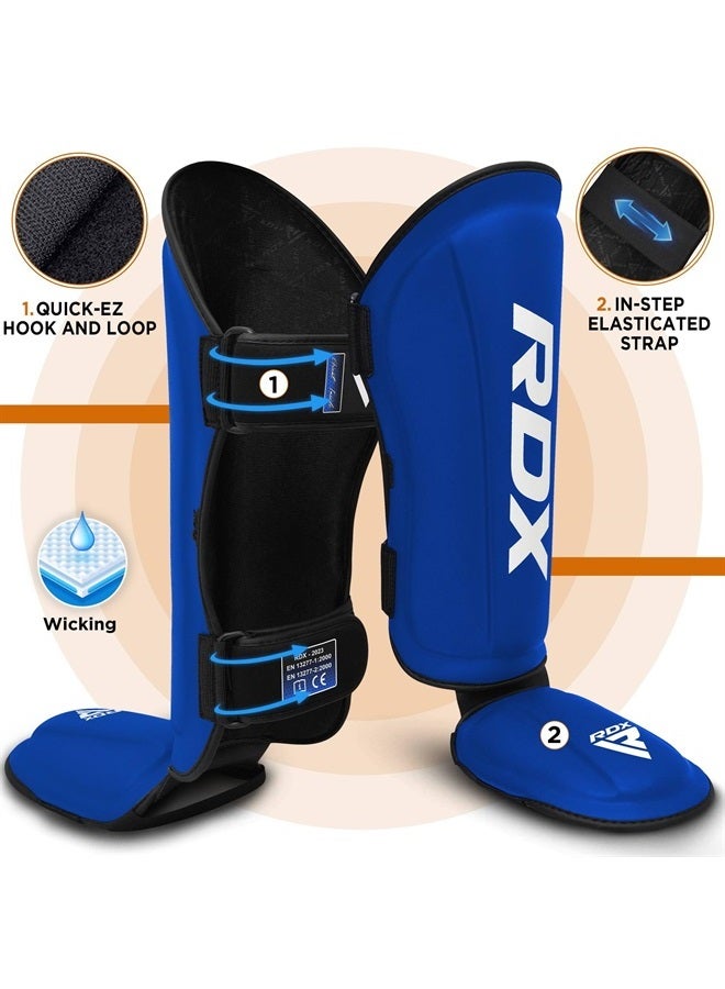 Rdx حماة الساقين لملاكمة الكيك بوكسينغ ومواي تاي، معتمدة من SATRA SMMAF، جلد مايا الفاخر، وسادات حماية الساق، معدات تدريب القتال MMA، BJJ، كاراتيه، ملاكمة، تايكوندو، سوداء - Image 1