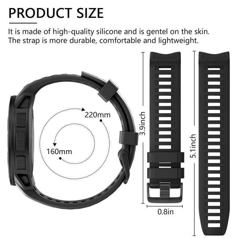 OVERSTEP for Garmin Instinct Band Soft Silicone Replacement Watch Strap Compatible with Garmin Instinct 2, Solar, Tactical, Crossover - Black - Image 5