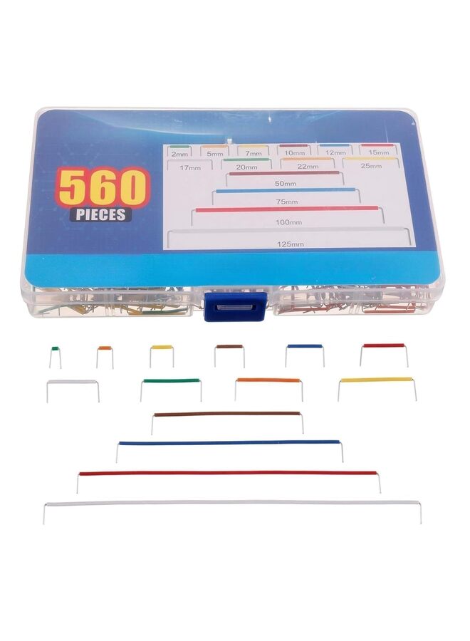 مجموعة أسلاك توصيل مكونة من 560 قطعة: 14 طولًا مختلفًا، وخطوط توصيل لوحة التجارب، بدون لحام، مرنة، متعددة الألوان، مصنوعة من البولي فينيل كلوريد والنحاس المعلب، متوافقة مع أجهزة لوحة التجارب - Image 2