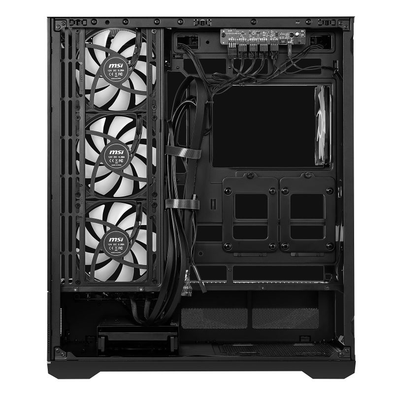 MSI MAG PANO 110R PZ Mid-Tower PC Case, Panoramic 270° Tempered Glass, Reverse Blade ARGB Fans x4, Up to 10 Fan Mounts, USB-C 20Gbps Front I/O, Tool-Free Design, Cable Back-Connect Ready, Black | 306-7G28R21-JA4 - Image 3