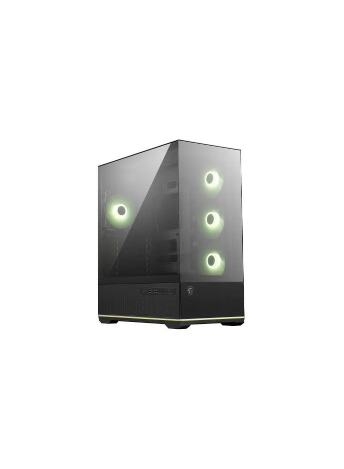 MAG PANO 110R PZ Mid-Tower PC Case, Panoramic 270° Tempered Glass, Reverse Blade ARGB Fans x4, Up to 10 Fan Mounts, USB-C 20Gbps Front I/O, Tool-Free Design, Cable Back-Connect Ready, Black | 306-7G28R21-JA4