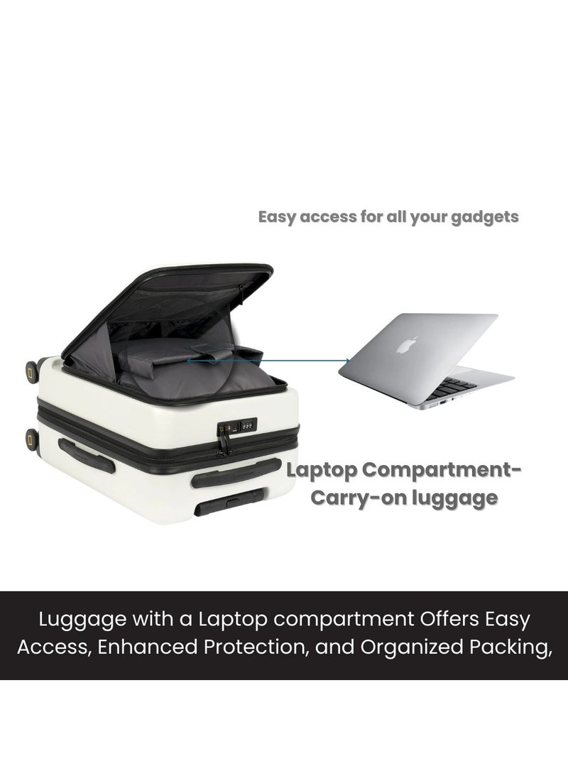 NATIONAL GEOGRAPHIC National Geographic Lodge 20" Carry-On Small Cabin Business Travel Suitcase/ Front Open Laptop Compartment, 100% PC Lightweight Hard Shell Luggage, 4 Double Wheel, TSA Lock Trolley Bag White.  - Image 2