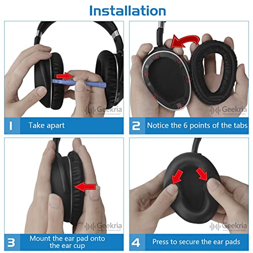Geekria Replacement Ear Pads for Sennheiser PXC480, PXC550, PXC550-II, MB660 UC, MB 660 MC Headphones Ear Cushions, Repair Parts with Video Guide (Black) - Image 5