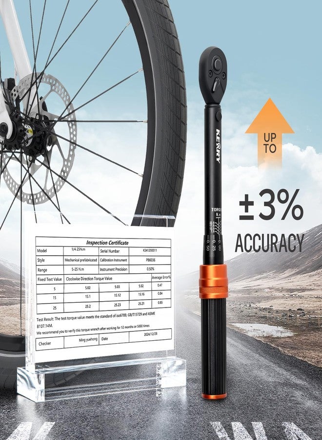 Kerry 1/4 Inch Drive Click 27 PCS Bike Torque Wrench Set, 20-240 LB.IN/2.3-27.1 Nm, Double Scale with Accessories Bit Sockets, 3/8 Adapter Extension Bar Universal Joint Tool for Bicycle Maintenance - Image 4