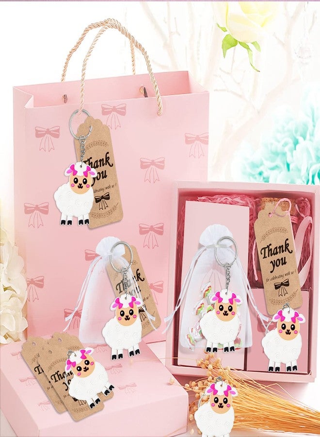 Elecrainbow 60 Pack Lamb Party Favors Include 20 Keychains, 20 Thank You Tags, 20 Goodie Bags for Lamb Keychain Return Gift,Women Girls Birthday,Baby Shower,Goodie Bag Fillers - Image 3