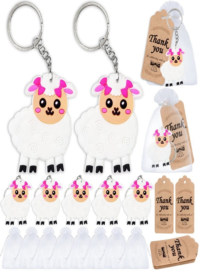 Elecrainbow 60 Pack Lamb Party Favors Include 20 Keychains, 20 Thank You Tags, 20 Goodie Bags for Lamb Keychain Return Gift,Women Girls Birthday,Baby Shower,Goodie Bag Fillers - Image 1