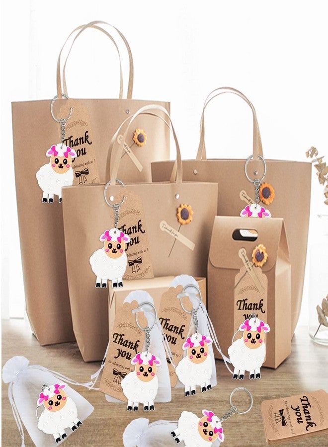 Elecrainbow 60 Pack Lamb Party Favors Include 20 Keychains, 20 Thank You Tags, 20 Goodie Bags for Lamb Keychain Return Gift,Women Girls Birthday,Baby Shower,Goodie Bag Fillers - Image 2