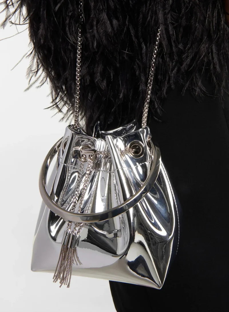 Sunfere Metallic Round Handles Bucket Bag