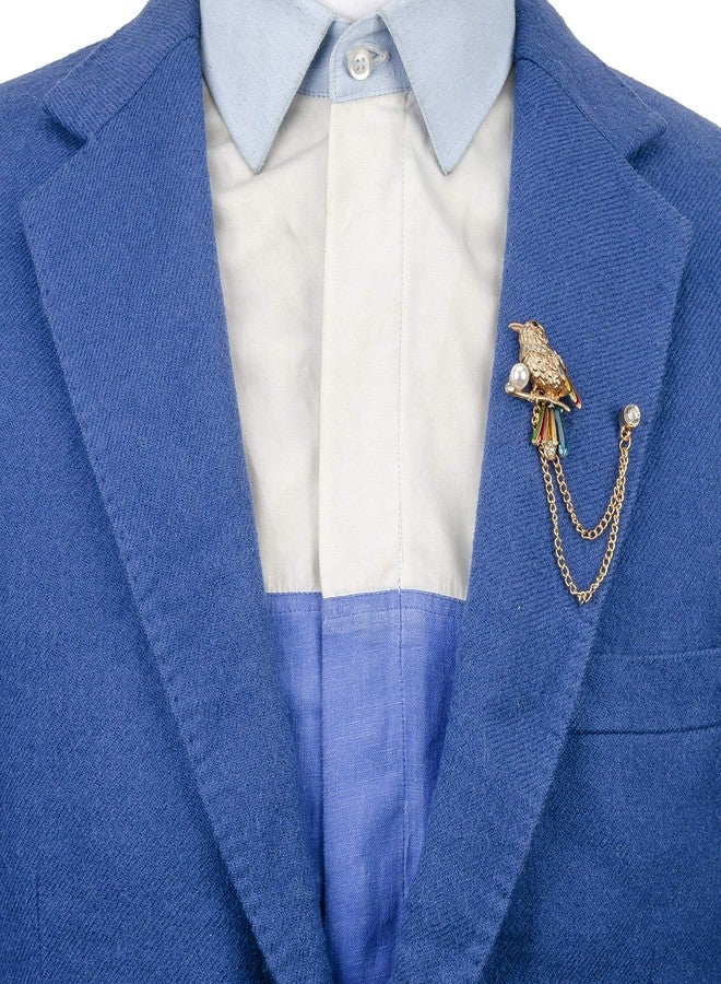 Knighthood Brooch Pin Crystal Pearl Parrot Bird Lapel Pin Suit Collar Brooch Lapel Pin Accessories for Men Women - Image 2