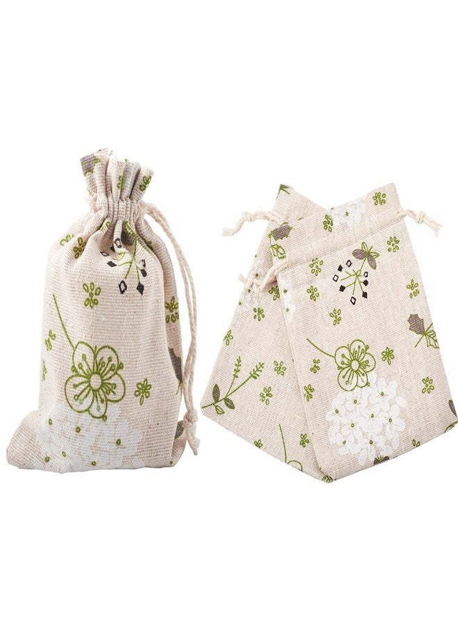 KISSITTY 50 Pack Cotton Cloth Storage Bags with Drawstring 5.5x3.9 Inch Flower Printed Reusable Jewelry Gift Pouches for Wedding Party Favor - Image 1