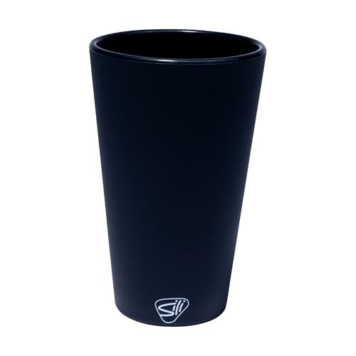 Silipint 16oz Silicone Pint Glass – Unbreakable BPA-Free Reusable Silicone Drinking Cup – Flexible Dishwasher Microwave & Freezer Safe – Stemless Glass for Coffee Smoothies (Classic Black) - Image 1