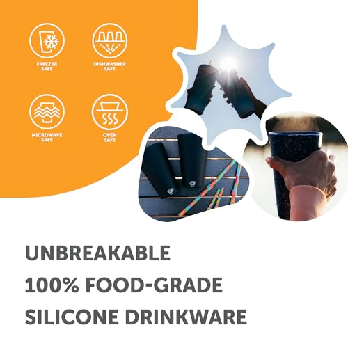 Silipint 16oz Silicone Pint Glass – Unbreakable BPA-Free Reusable Silicone Drinking Cup – Flexible Dishwasher Microwave & Freezer Safe – Stemless Glass for Coffee Smoothies (Classic Black) - Image 4