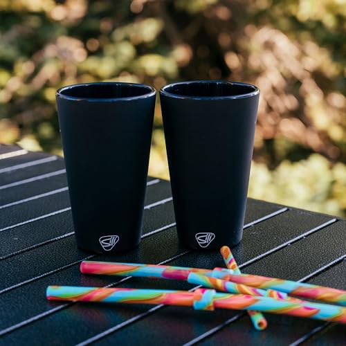 Silipint 16oz Silicone Pint Glass – Unbreakable BPA-Free Reusable Silicone Drinking Cup – Flexible Dishwasher Microwave & Freezer Safe – Stemless Glass for Coffee Smoothies (Classic Black) - Image 5