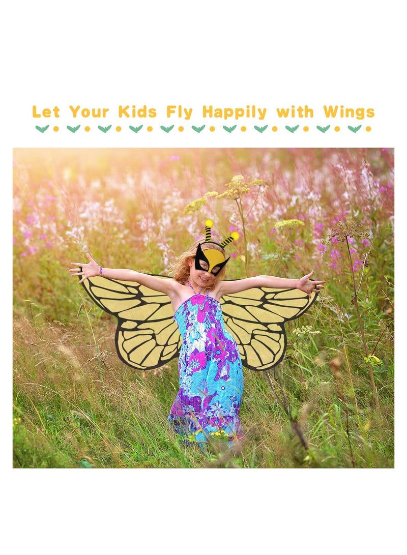 Zikra Kids erfly Wings Costume 3Pcs Fairy with Rainbow Shawl Headband and Eye Mask Cape Fancy Dress for Party Cosplay - Image 2
