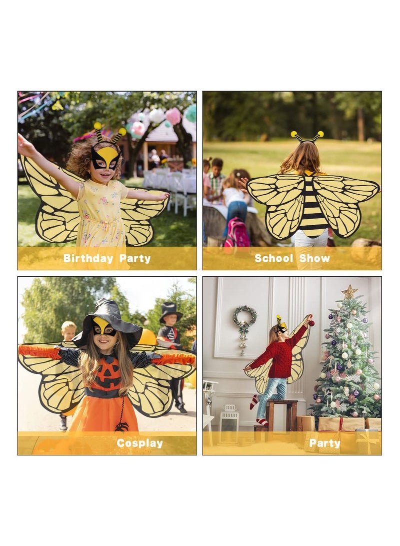 Zikra Kids erfly Wings Costume 3Pcs Fairy with Rainbow Shawl Headband and Eye Mask Cape Fancy Dress for Party Cosplay - Image 3