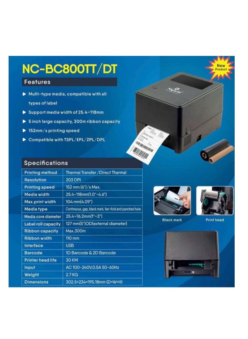 Nigachi Barcode Printers - NC - BC800 Barcode printer - Image 2