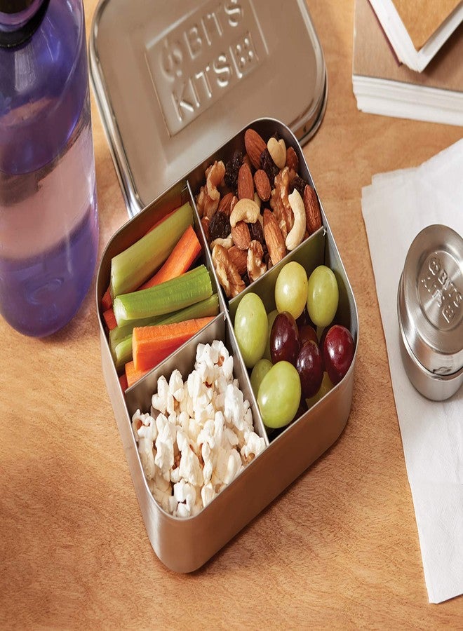 Bits Kits علبة طعام بينتو من الفولاذ المقاوم للصدأ من بيتس كيتس، حاوية غداء ووجبات خفيفة للأطفال والكبار، 4 أقسام - Image 2