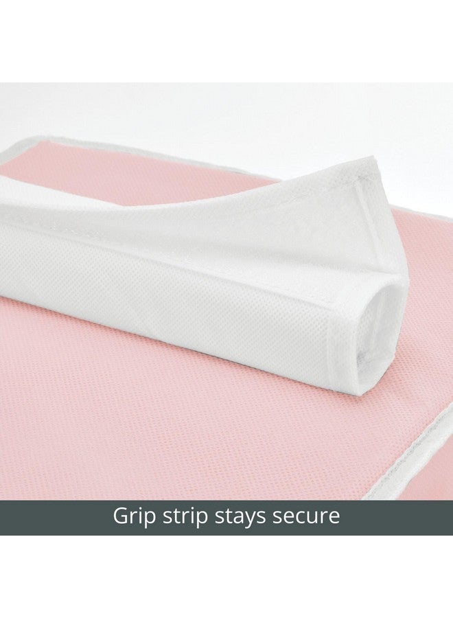 mDesign منظم قماش ميديزاين المعلق - تخزين فوق قضيب الخزانة - 7 رفوف/3 أدراج قابلة للإزالة لتنظيم غرفة الأطفال أو غرفة النوم، يحمل الملابس، الألعاب، الإكسسوارات، مجموعة جين، وردي/أبيض - Image 4