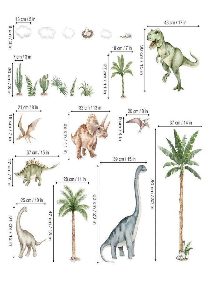 wondever Large Dinosaur Wall Stickers Tropical Animal Dino Palm Tree Plants Wall Art Decals for Boys Room Baby Nursery Kids Bedroom (164 * 83cm) - Image 5