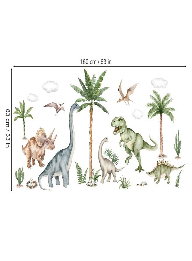 wondever Large Dinosaur Wall Stickers Tropical Animal Dino Palm Tree Plants Wall Art Decals for Boys Room Baby Nursery Kids Bedroom (164 * 83cm) - Image 4