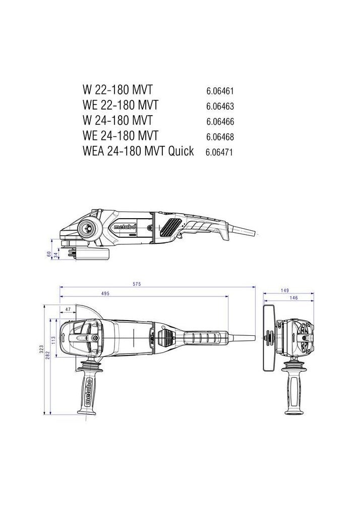 Metabo W 24-180 MVT Angle Grinder - Image 3