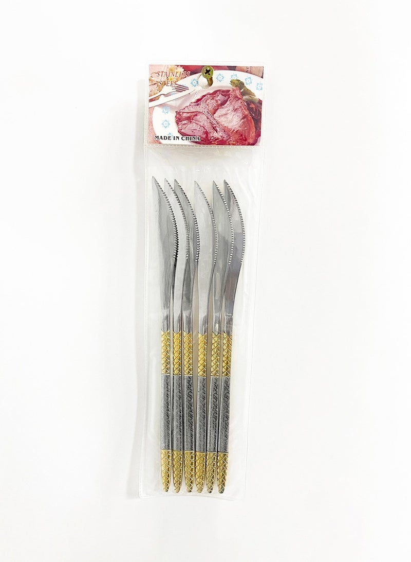 Crown Spoon 6-Piece Stainless Steel Cutlery Set Laser Gold Plated