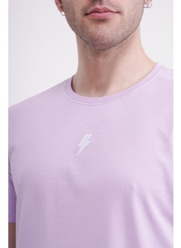 The Socks Company Lightning Embroidered Crew Neck Lilac Unisex T-Shirt  - Image 2