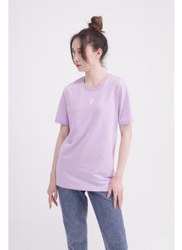 The Socks Company Lightning Embroidered Crew Neck Lilac Unisex T-Shirt  - Image 4
