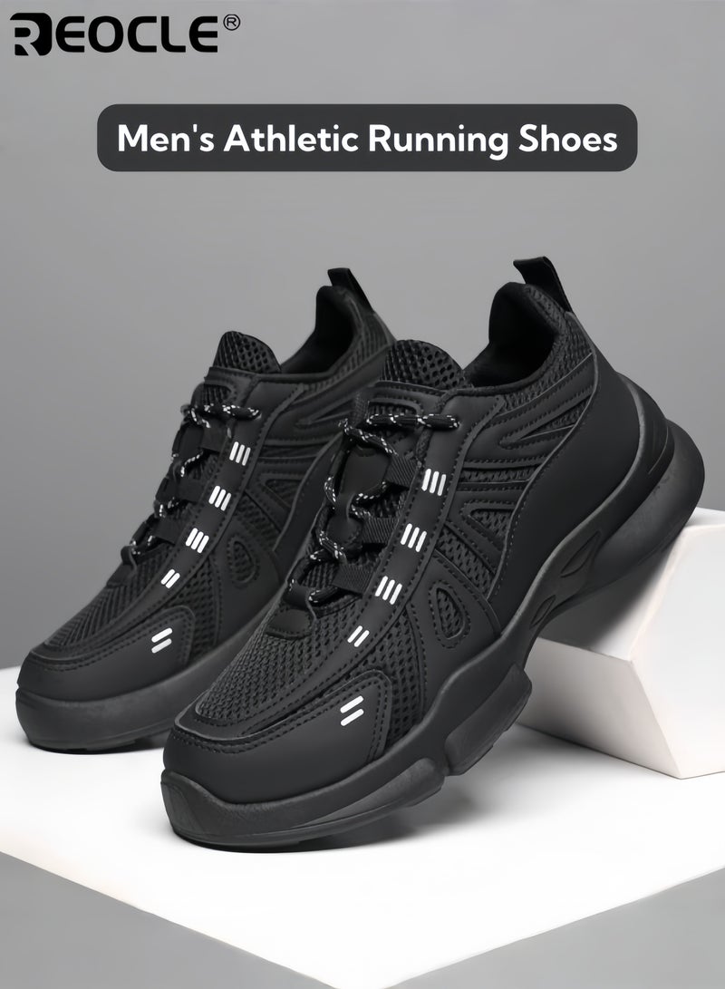 REOCLE Men's Athletic Running Shoes Mesh Breathable Sneakers with Cushioned Sole & Reflective Details Versatile Footwear for Outdoor Sports & Daily Wear - Image 1