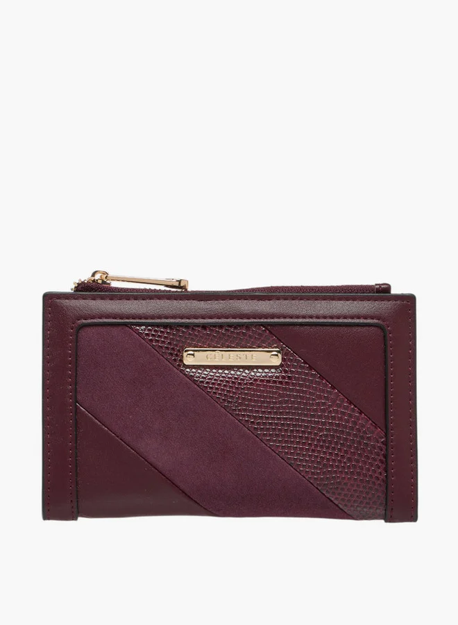 سيليست Textured Bi-Fold Wallet with Snap Button Closure
