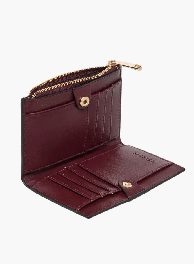 Celeste Textured Bi-Fold Wallet with Snap Button Closure