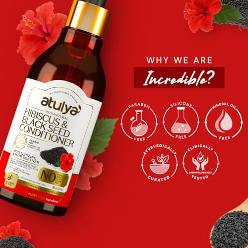 Atulya Hibiscus & Black Seed Hair Conditioner - Paraben-Free, Sulfate-Free, Silicone-Free | Hair conditioner for dry frizzy hair, hair fall control, hair nourish, hair care| 300 ml - Image 5