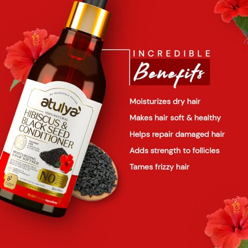 Atulya Hibiscus & Black Seed Hair Conditioner - Paraben-Free, Sulfate-Free, Silicone-Free | Hair conditioner for dry frizzy hair, hair fall control, hair nourish, hair care| 300 ml - Image 2