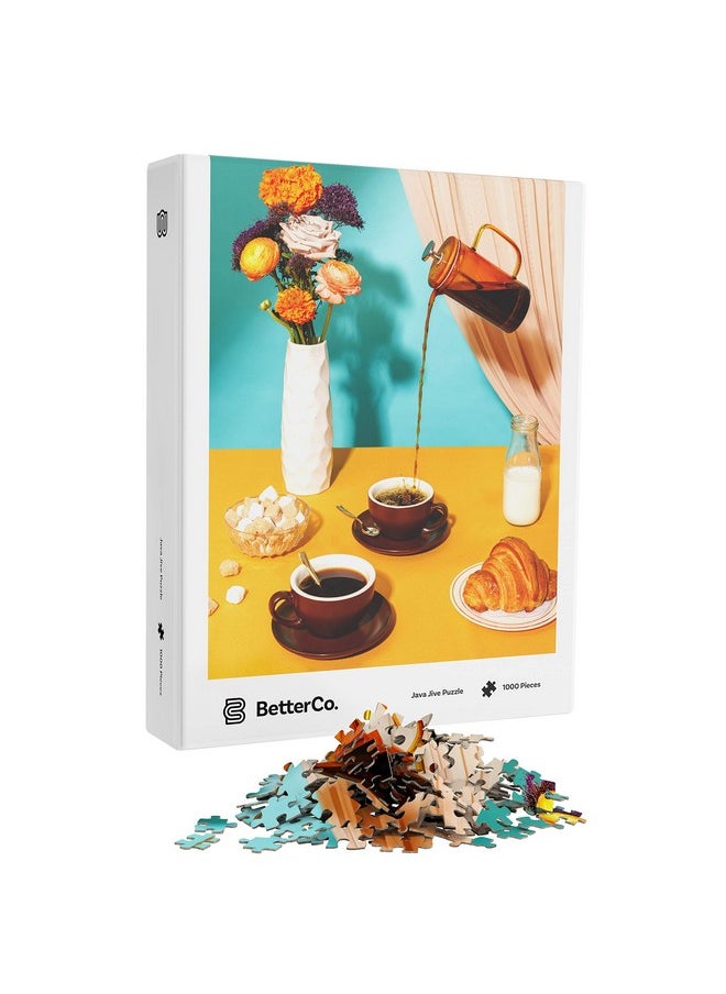 BetterCo. - Better Co. Java Jive Puzzle Coffee And Tea Themed Jigsaw Tiles For Arts And Craft Recreation Toy For Kids And Adults Home Room Office Decor Assorted Gradient Colors 1000 Pieces Box Set - Image 1