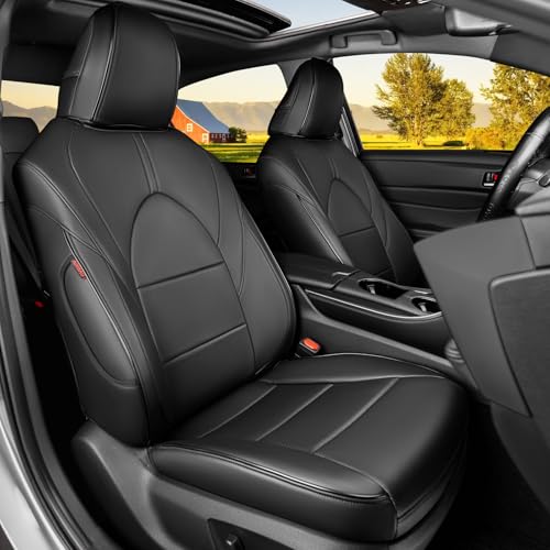 HKZ أغطية مقاعد مخصصة HKZ لسيارة تويوتا كامري 2018 2019 2020 2021 2022 2023 2024 XLE، XSE، XLE V6، XSE V6 - نماذج الغاز فقط، مجموعة كاملة 5 مقاعد، جلد أسود - Image 1