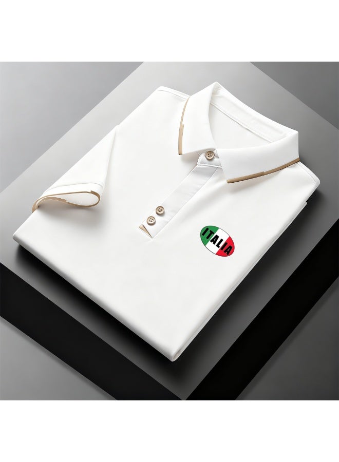 High-end new men’s premium casual/business/team wear leisure print polo shirt.