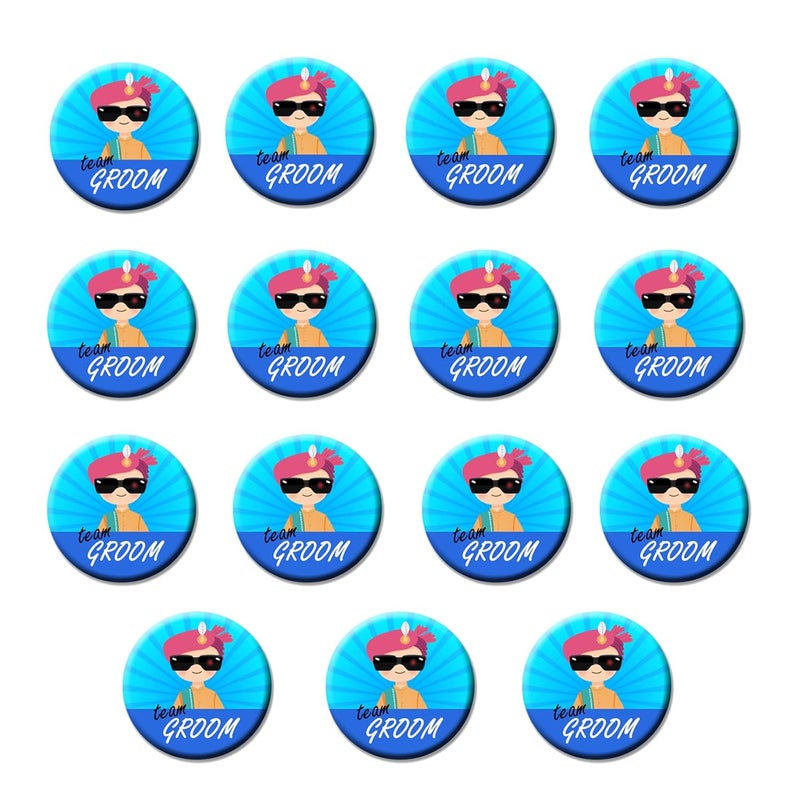 exciting Lives - Team Groom - Ladkewale Wedding Badges - Gift for Team Groom, Ladke Wale - For Wedding Season Gift, Reception - Pack of 15 - Image 1