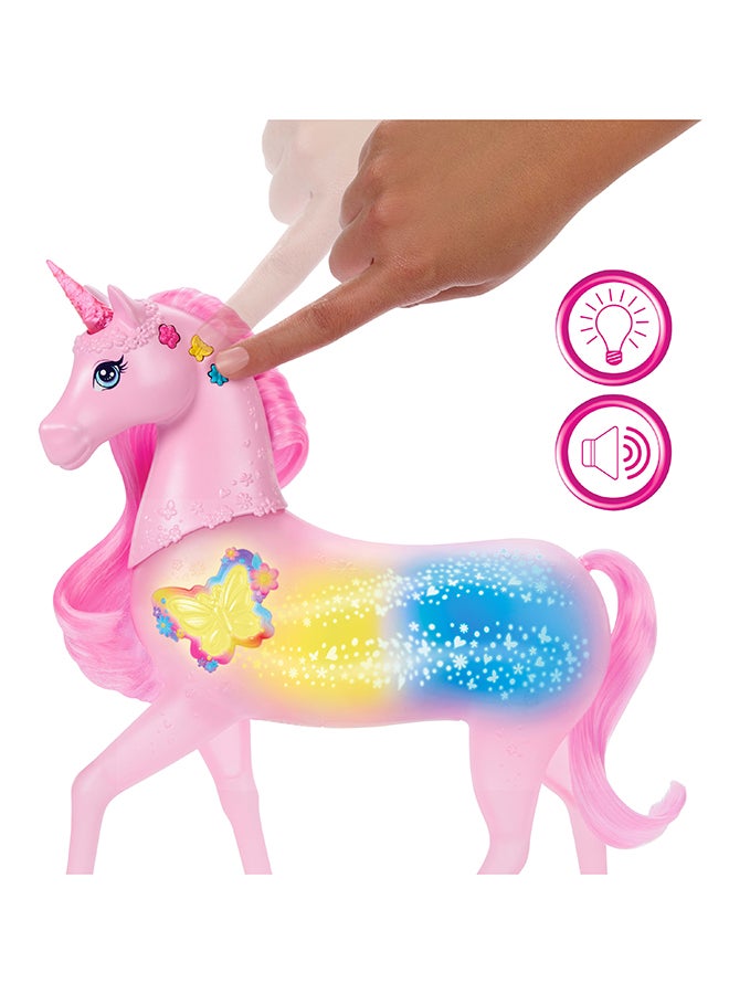 Barbie Sparkle Lights Toy Unicorn With 20 Interactive Combos Of Lights, Sounds & Music, Press Buttons & Pet Head To Play - Image 3