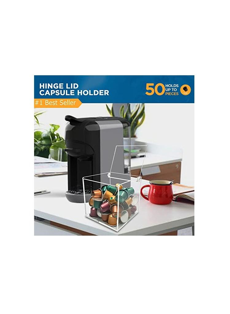 Creative Planet Acrylic Coffee Capsule Holder Single Compartment with Hinge Lid. Elegantly Designed Storage Box Kitchen Organizer (Extended Version) - Image 5