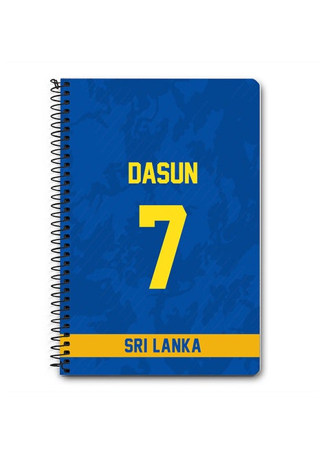 Designer A5 Spiral Notebook Memo Notepad Journal Player - Dasun Shanaka, Jersey Number -7