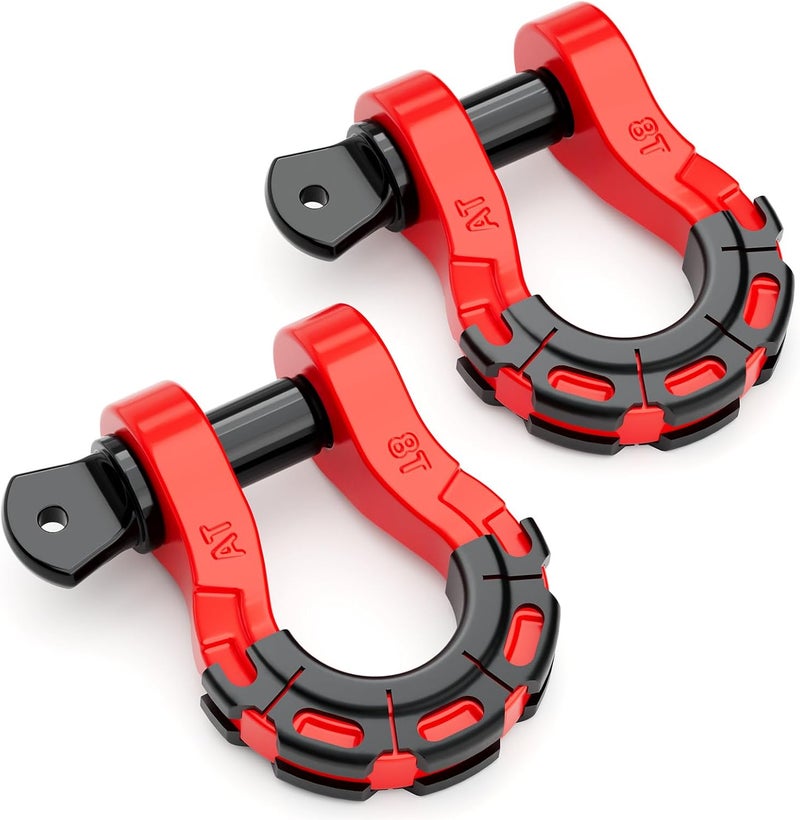 AUTOBOTS D Ring Shackles Heavy Duty(2 Pack) 68,000 lbs Capacity, Tow Hooks Clevis Shackle with 7/8" Screw Pin for Towing Winch Off Road Accessory Vehicle Recovery RED - Image 1