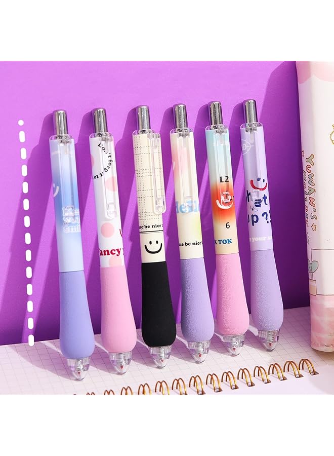 erorex 12Pcs Pens Gel Pens Retractable Pens Fine Point Smooth Writing Pens 0.5 Black Soft Grip Quick Dry Ink Aesthetic Office School Supplies Stationary For Teens Women 6 Style - Image 4