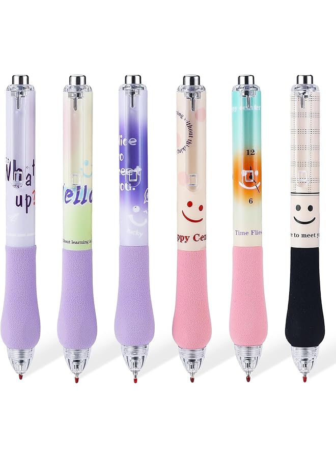 erorex 12Pcs Pens Gel Pens Retractable Pens Fine Point Smooth Writing Pens 0.5 Black Soft Grip Quick Dry Ink Aesthetic Office School Supplies Stationary For Teens Women 6 Style - Image 1