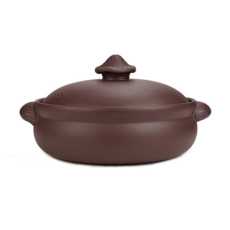 SILINE 3.2L Natural Unglazed Earthenware Casserole,Yixing Zisha Clay Pot for Cooking, Healthy Slow Cooker for Soup, Stew, Rice -Zini,Purple - Image 1