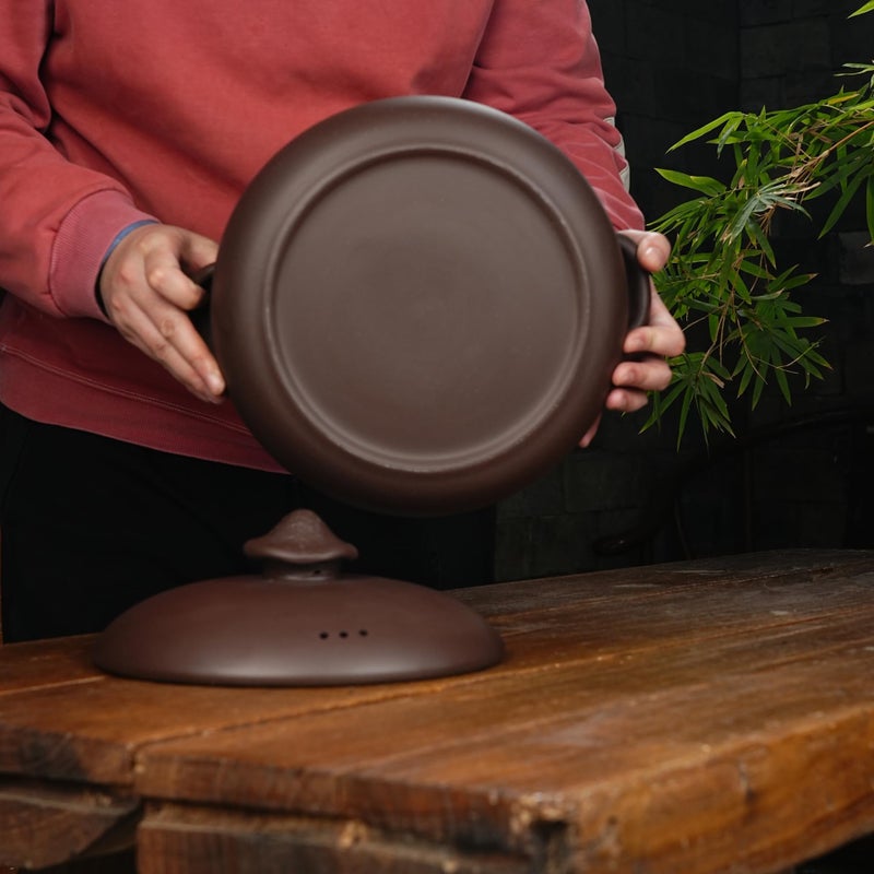 SILINE 3.2L Natural Unglazed Earthenware Casserole,Yixing Zisha Clay Pot for Cooking, Healthy Slow Cooker for Soup, Stew, Rice -Zini,Purple - Image 3