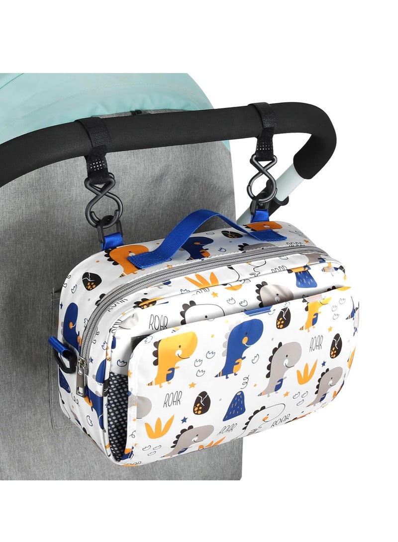 Excefore Stroller Organizer, Universal Stroller Cup Holder Organizer Caddy with Insulated Cup Holder Pocket, Dual Purpose Large Capacity Stroller Organizer - Image 1