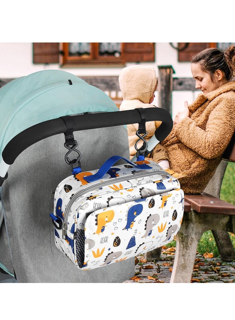 Excefore Stroller Organizer, Universal Stroller Cup Holder Organizer Caddy with Insulated Cup Holder Pocket, Dual Purpose Large Capacity Stroller Organizer - Image 5