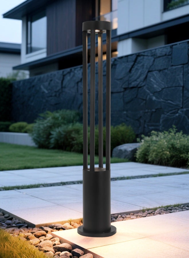 73Hours Black LED Outdoor Bollard Light - 80cm Round Post Garden Pathway Lamp with 10W Warm White 3000K LED, IP65 Waterproof Landscape Light for Villas, Parks, and Commercial Areas - Image 1