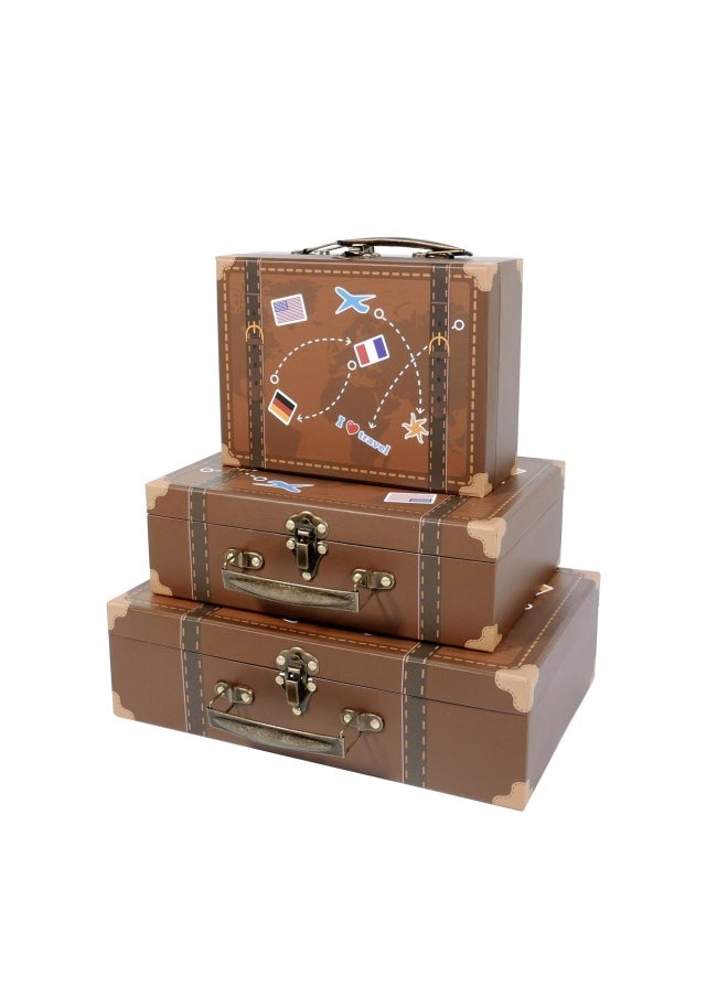 SLPR Paperboard Suitcases Set Of 3 Travel Decorative Boxes For Birthday Parties Wedding Decoration Displays Crafts Photo Shoots  - Image 1